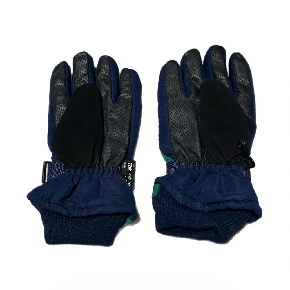 3M Thinsulate One Size Kids Boys Navy Green Winter Gloves Mittens Accessories